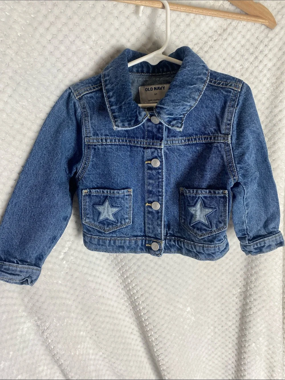 Old Navy Girls' Blue Denim Jacket with Star Patch Pockets